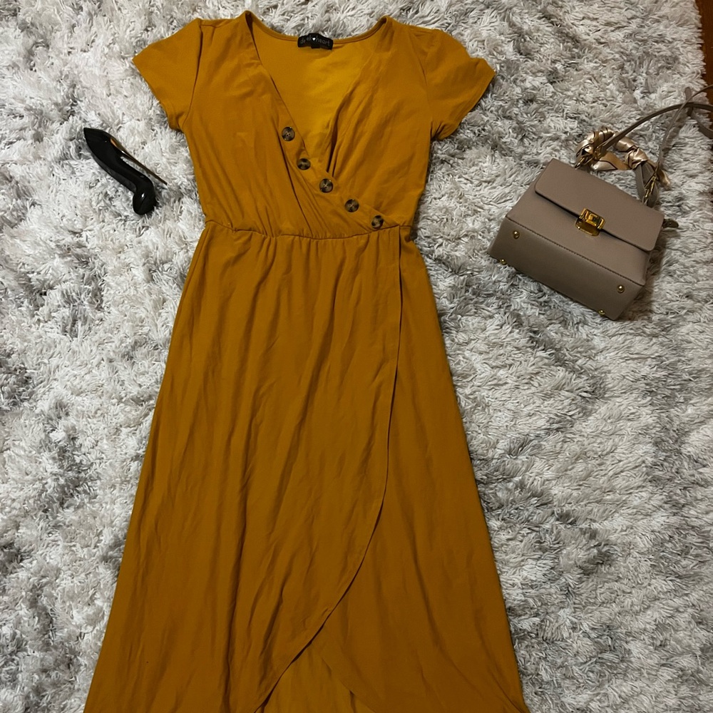 cotton yellow long dress